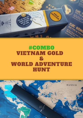 #Combo Bản đồ cào Việt Nam phiên bản Vàng và Thế Giới Adventure Hunt (Xanh)